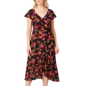 Michel Studio Dress US 12 Floral Party Dress Multi Black Pink Yellow Gre…